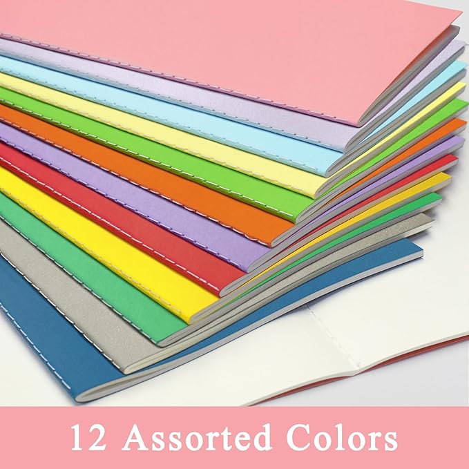 24 Pack Blank Books for Kids - 5.5"x 8.3", 60 Pages - Small Journals Bulk, Girls Notebooks for Drawing & Writing, Sketchbooks w/Colorful Soft Cover, Unlined Paper, A5 Travel Size