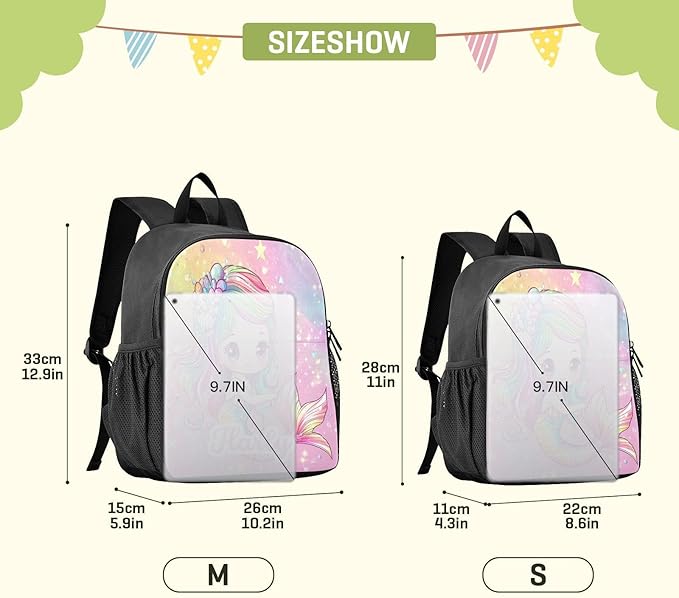 Cute Cartton Mermaid Toddler Backpack for Boys Girls 3-6 Small Preschool Backpacks for Kids Elementary Mini Bookbag for Preschool for Travel