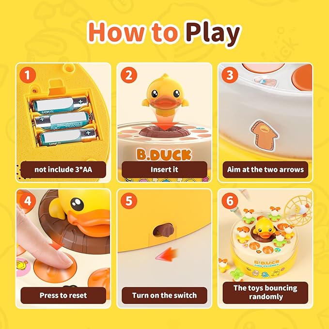 B.Duck Games for Kids Age 4-6, Board Games Bounce and Catch Duck Toys for Kids 4-8, Family Board Games for 5-7 Boys Girls, Birthday Gifts Christmas Party Games for Toddlers 3-5