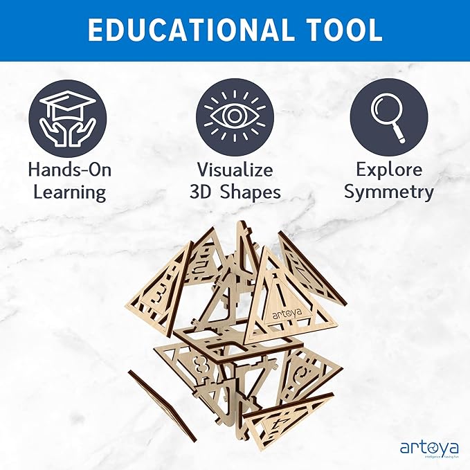 3D Wooden Puzzles for Teens & Adults – Smart Brain Teaser Puzzles, Wood Models, Creative & Educational Fun, Sustainable Materials, Ages 14 and Up Octahedron D8