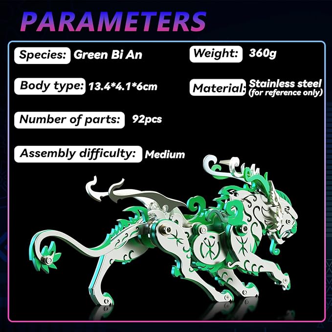 3D Metal Puzzles,3D Metal Puzzle for Adults,Mechanical Model Kit Green Bi an,Steel 3D Puzzles Stainless Steel Ornaments for Adults Home Decor Art Craft Gifts Toys.