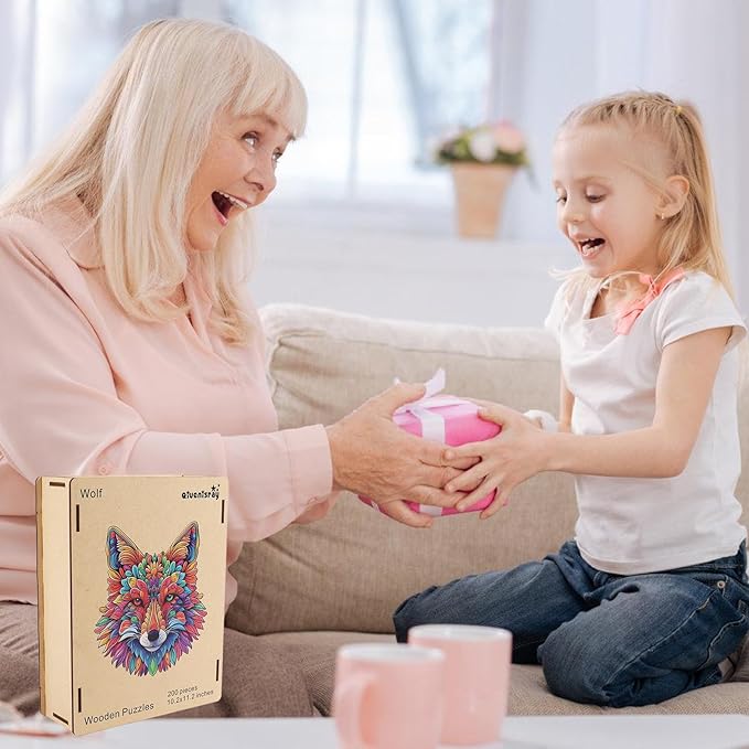 Wooden Puzzles 500 Pieces, Wolf Royal Animal Puzzles for Adults, Unique Shape Animal Adult Puzzles, Irregular Wood Puzzles Best Gift for Adults and Kids Family Game (15.4x17 in)