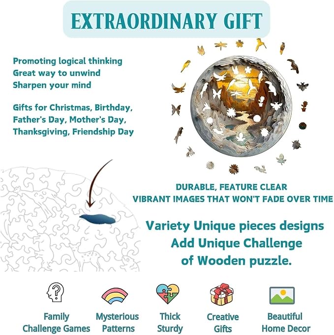 3D Vision Inside Puzzles 300 Pieces 13.4x13.3in Gifts Adults