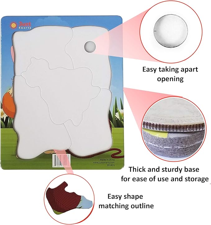 Just Smarty Preschool Puzzles for Toddlers 1-3 Set of 2 | Fun Shapes 5 Pieces Kitten and 4 Pieces Puppy Toys with Tray for Kids Ages 1-3 | Best Educational Puzzles for Kids Level 1