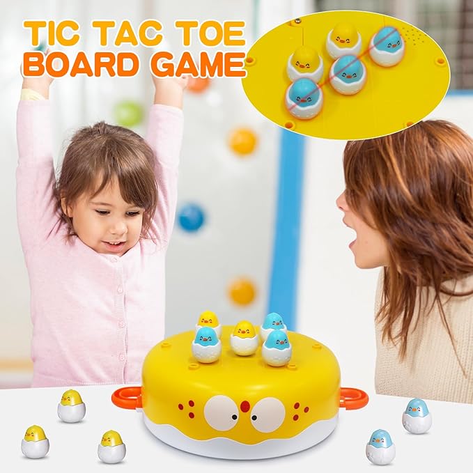 4 in 1 Toys for Ages 5-7, Bounce and Catch Chicken Games, Rotating Board Games for Kids 4-6, Fishing Game Magnetic,Toddler Toys Bowling, Family Games for Kids and Adults