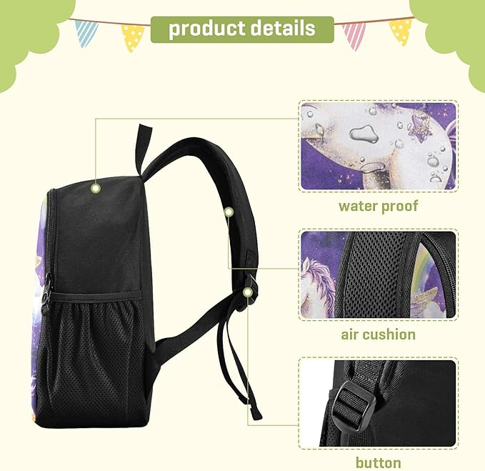 Rainbow Purple Toddler Backpack for Boys Girls 3-6 Preschool Small Backpacks Kids Mini Kindergarten Bookbag for Elementary for School