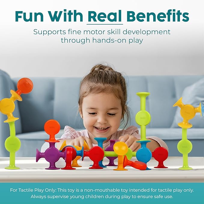 BUNMO Bath Toys Suction - Connect, Build, Create - Bath Toys - Hours of Fun & Creativity - Fine Motor Skills - Stimulating Sensory Toys - Non-Mouthable Toy 3+ - Smooth 24 Pack
