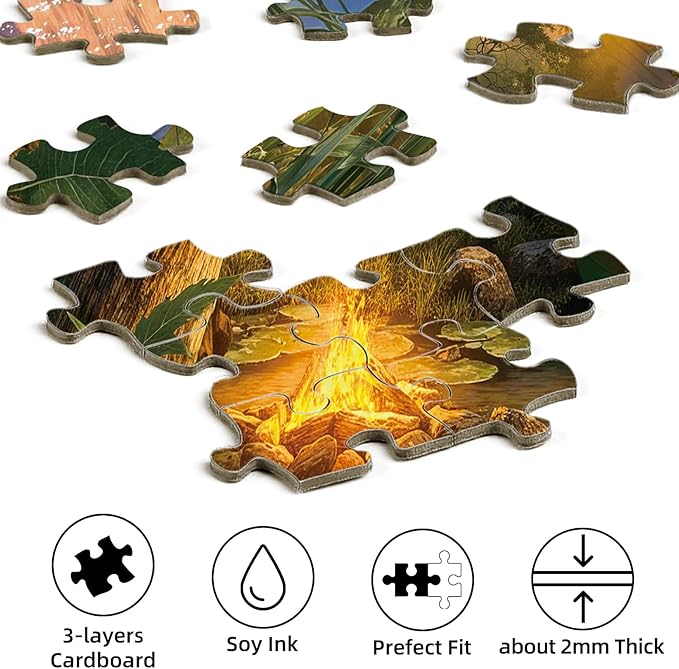 Jigsaw Puzzle for Adults 500 Pieces - Lakeside Cottage Puzzles, Nature Forest Lake Wooden Cabin Jigsaws