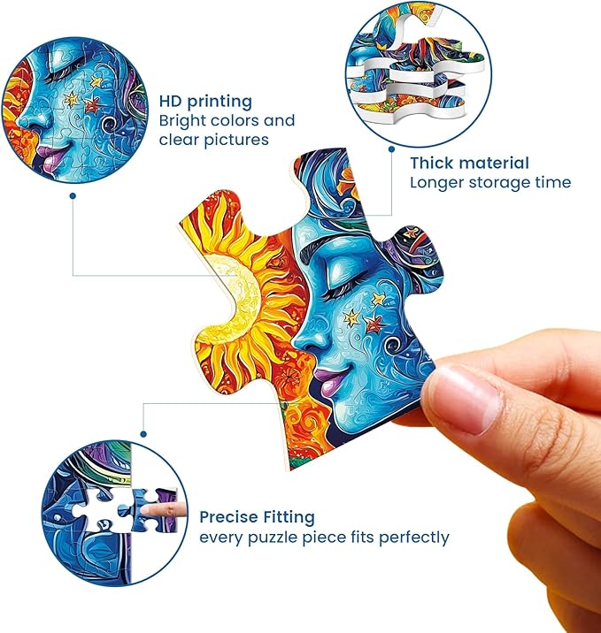 300 Piece Puzzles for Adults,Cool Solar and MoonPuzzle for Adults Kids Seniors,Recycled Cardboard Unique Flowers Puzzle 300 Piece,Challenging Family Game Great Gift for Family Friends,20.5 x 15 in