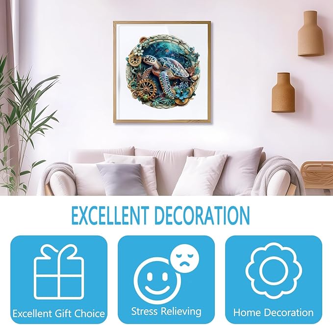 Wooden Puzzles for Adults, Embossed Sea Turtle Puzzle for Adults, Unique Shaped Wooden Jigsaw Puzzle, Wood Puzzles Adult, Fun Gifts for Friends & Family, Wall Art Canvas (M-11.4 * 11.3in -190 pcs)