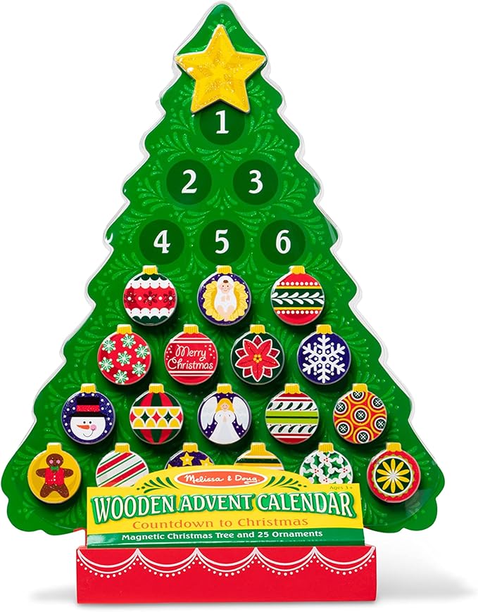 Melissa & Doug Wooden Advent Calendar - Magnetic Christmas Tree, 25 Magnets