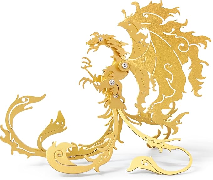 3D Metal Puzzles,3D Metal Puzzle for Adults,Mechanical Model Kit Gold Vermilion Bird,Steel 3D Puzzles Stainless Steel Ornaments for Adults Home Decor Art Craft Gifts Toys.