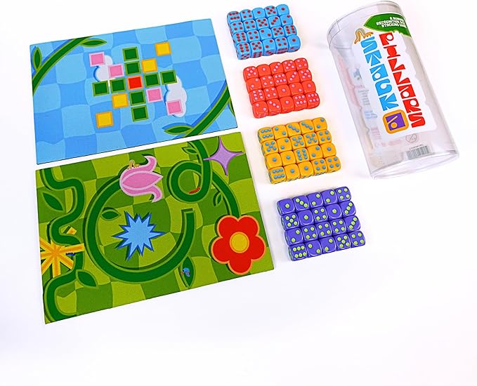 Stack-a-Pillars – Dice Stacking Family Game for 2-4 Players | Fun 15-Minute Strategy Games with Dice Set and Double-Sided Mat | Great for Game Night, Travel, Kids, and Adults