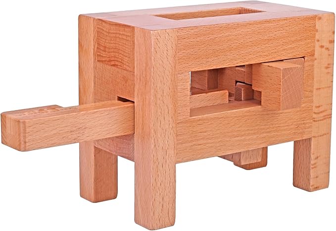 671 Steps Unique Supper Difficult Wooden Nine Ring Brain Teaser Puzzle Challenge Fidget Toys 3D Assembly and Disentanglement Lock Games IQ Test Mind Game Educational Toy for Kids and Adults