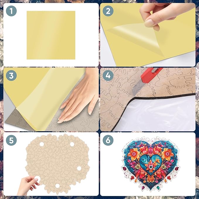 Ruikiyart Wooden Puzzles for Adults, 5MM 500 PiecesLily Heart Flower Wooden Jigsaw Puzzle, Unique Shapes Puzzles Great Gift for Adults and Kinds on Birthday, Christmas (16.7"x15.8")