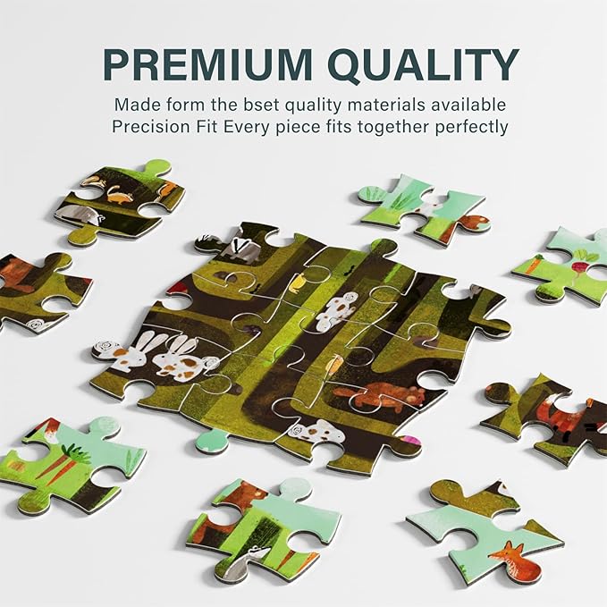 Puzzles for Kids Ages 3-5, 4 Pack 4-Difficulty-Level Puzzle with 12 16 24 32 PCS, Color-Zones on Back, 4-in-1 Progressive Animals World Jigsaw Toy Gift for Age 3 4 5 6 Year Old Boys Girls