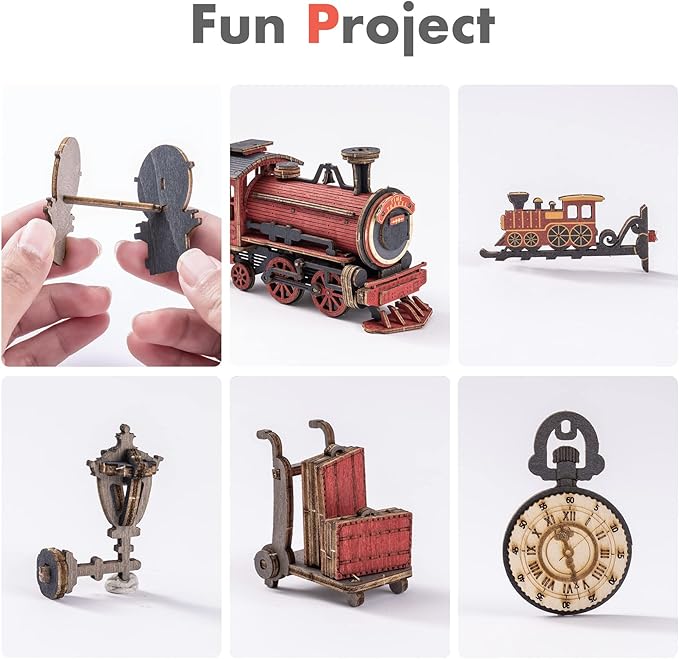 Rowood DIY Book Nook Kit, Bookshelf Insert Decor 3D Wooden Puzzle Model Kit, Bookend Building Set with LED Light - Time Travel