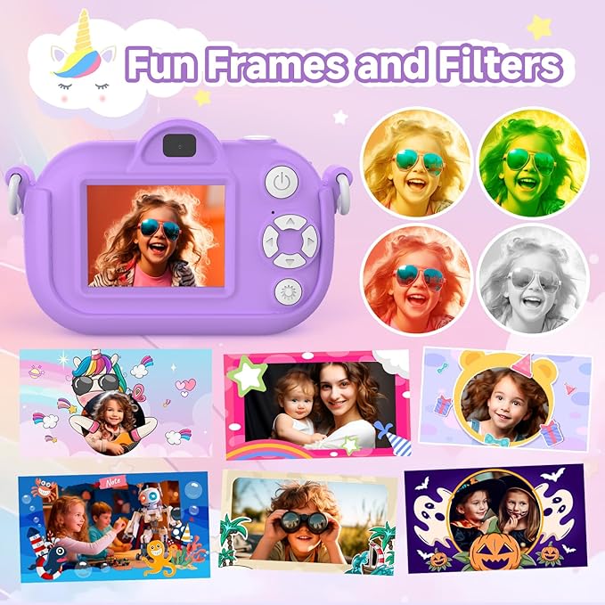 Kids Camera Digital Camera for Age 3-8, 1080P Toddler Video Camera for Kid with 32GB SD Card, Toddler Girls Toys Age 6-8, Christmas Birthday Gifts for Children Kid