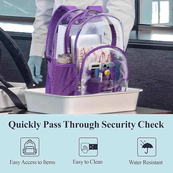 PACKISM Clear Backpack - 17 inch Heavy Duty Clear Backpacks for School, Large Transparent Bookbag for Students (Age 12+)