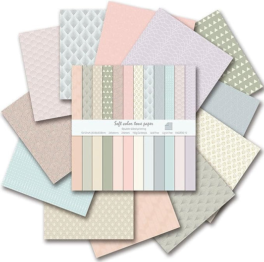 12"X12" Boho Scrapbook Paper, Double sided printing 13.76 oz/390 g, 24 Sheets DIY Origami Decorative Craft for Card Making Background Origami Decopage Decorative Scrapbooking Supplies (Boho1)