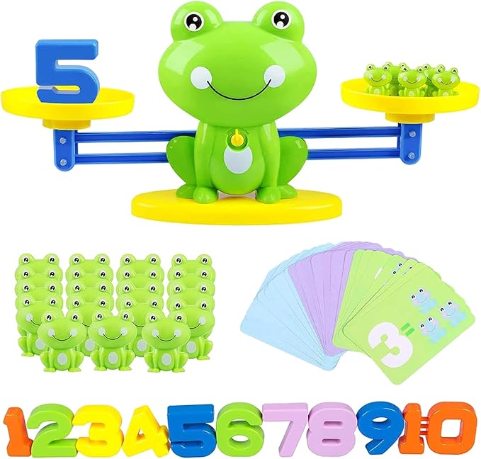 Frog Balance Counting Toys, Cool Math Learning Games for Boys and Girls, Educational Number Preschool Toy, Fun Children's Gift STEM Math Games for Kids Age 3+ (63 PCS)