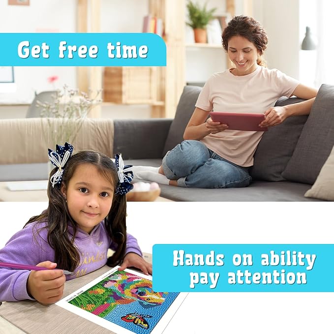 Libfx Diamond Art Kits for Kids 4 PCS Diamond Art for Girls Boys Beginners Arts and Crafts for Kids Ages 8-12 (Elephant Dolphin dog-09)