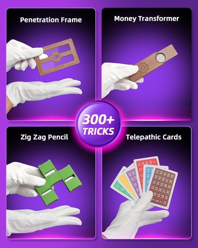 Magic Kit for Kids, 300+ Magic Tricks Perfect Toy for Boys and Girls, Magic Wand Magician Set with Instruction Manual and Video for Beginners Ages 6 7 8 9 10 11 12 Years Old