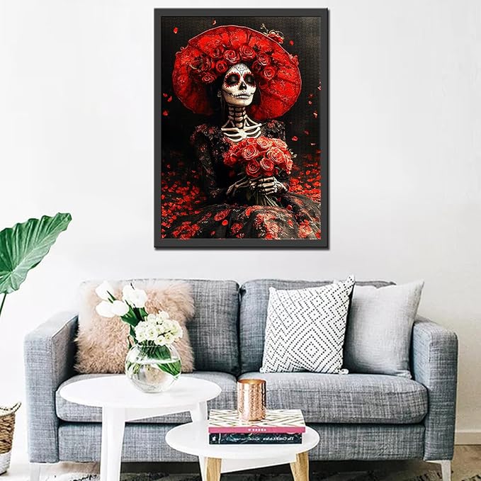 Tucocoo Day of The Dead Jigsaw Puzzle 1000 Pieces Puzzles for Adults, Red Roses Skeleton Woman Flowers Art Puzzles for Challenging Family Activity Games DIY Craft Puzzle for Home Wall Decor Gifts