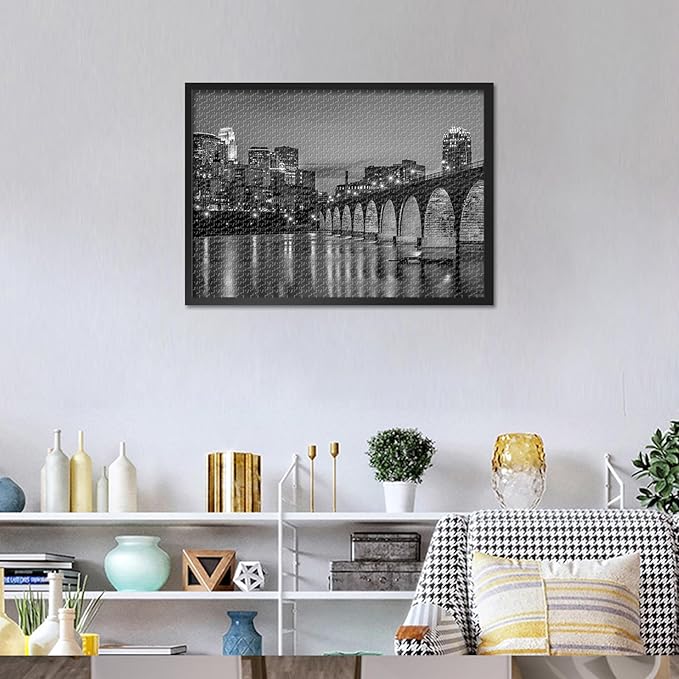 Minneapolis Skyline Puzzles for Adults 1000 Pieces - Hard Difficult Challenging Family Puzzle, 27.5x19.7 Inch Jigsaw Puzzles Cityscape Panoramic, Puzzle Game for Women Home Decoration Gift