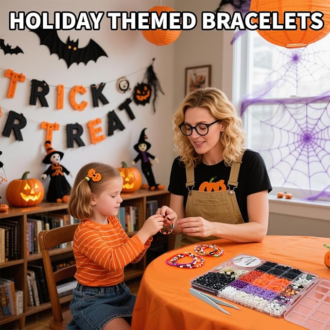 YMSDZHL 3300+PCS Clay Beads Bracelet Making Kit,Halloween DIY Flat Preppy Beads for Friendship Jewelry Making,Polymer Heishi Beads with Charms Gifts for Teen Girls Crafts for Ages 4-12