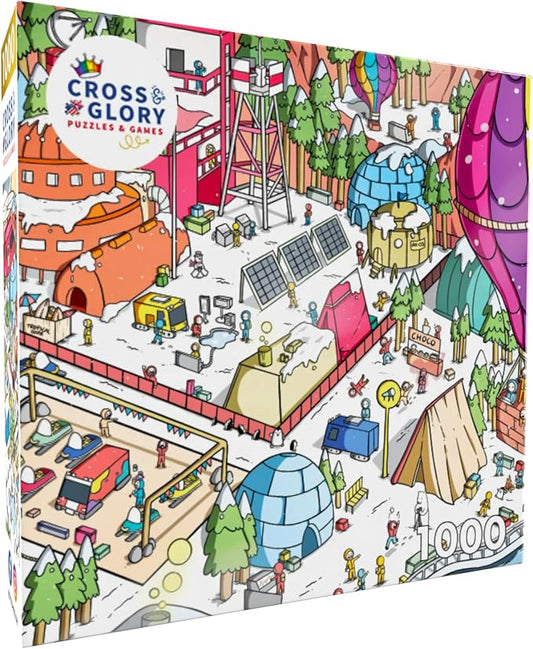 Cross & Glory - Arctic Explorer's Snowbound Giggles - 1000 Piece Jigsaw Puzzle for Adults & Kids 12+ | Funny Polar Adventure Magic Puzzle