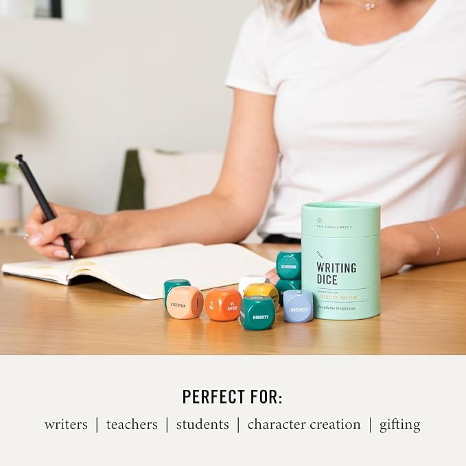 Two Tumbleweeds Writing Dice - Creative Writing Game for Adults, Writers & Teachers - Set of 9 Dice for Story Inspiration - Gifts for Writers - 1+ Players