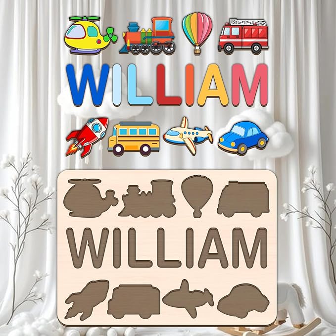 LOVELYPOD Personalized Name Puzzle for Kids, Custom Name Puzzles for Toddlers 1-3 Animal Puzzle, Customized 1st Birthday for Girls & Boys Wooden Toys for Kids, for New Baby - Style 2