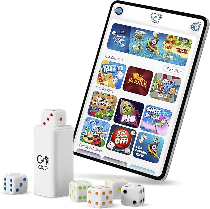 GoDice Full Pack - 6 Smart Connected Dice. Brings The Best Dice Games of All Time to the 21st Century. Educational, Fun, and Innovative Games for Family, Friends, Game nights. Free App. Cool Tech Gift