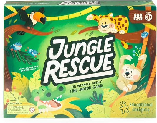 Educational Insights Jungle Rescue - Cute Preschool Board Games for Kids, Toddler Fine Motor Skills, Animal Matching Games for Toddlers 3-5, 2-Players, Boys and Girls Ages 3+