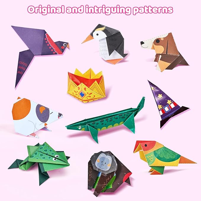 JoyCat Origami Paper Kit for Kids,180 Sheet 5.5x5.5 Colorful Paper,73 Unique & Unicorn Style with Instruction Book,Art&Crafts Supply Set for Ages 5-12 Girl,Ideal DIY & Educational Toy,Gift for Kids