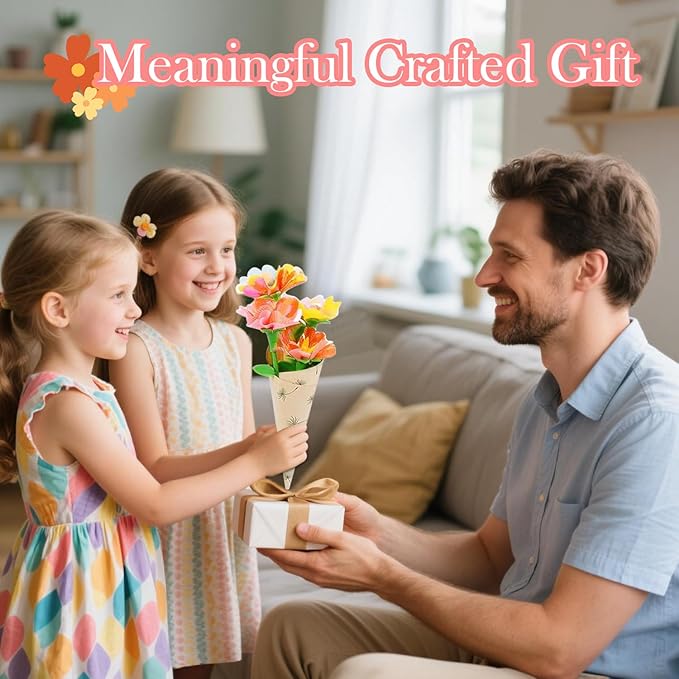 YUOIOYU Fabric Flower Bouquets Toys, DIY Crafts Kits for Kids, Build Your Flower Bouquet, Arts and Crafts for 4 5 6 7 8+ Year Old Girls, Preschool Educational Toys Creative Birthday Gifts