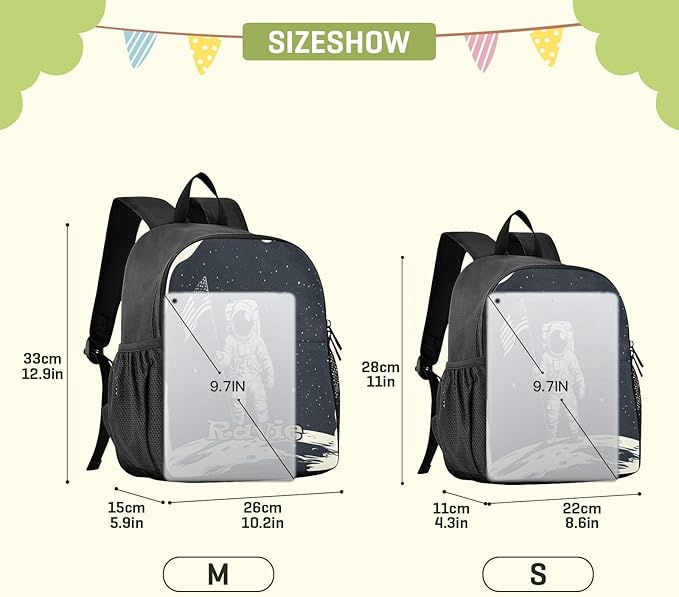 Astronaut Moon Flag Toddler Backpack for Boys Girls 3-6 Small Travel Backpacks for Kids Preschool Bookbag for Elementary Kindergarten for Travel School