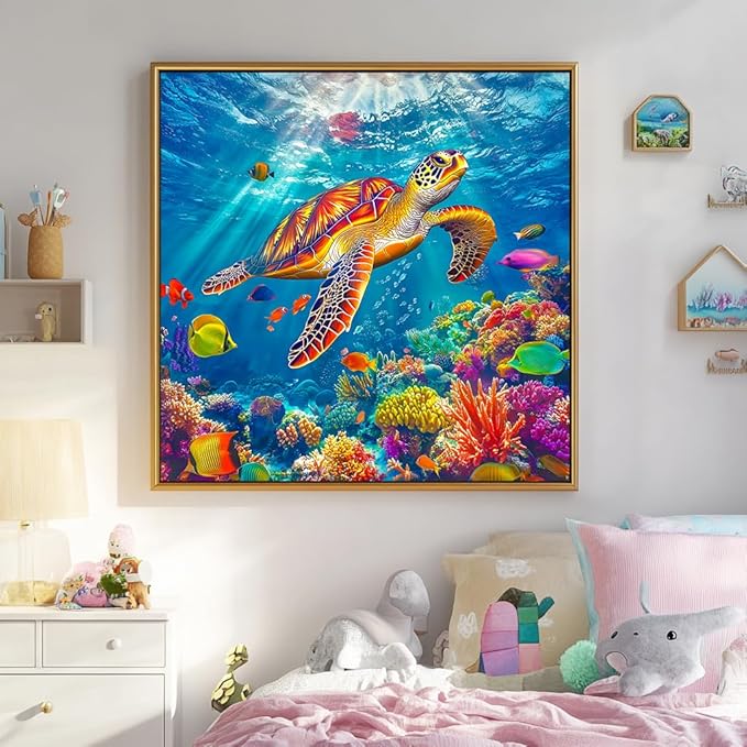 Bgraamiens Swimming Sea Turtle 1000 Piece Jigsaw Puzzle for Adults – Colorful Ocean Underwater Puzzle with Sea Life, Challenging and Relaxing Puzzle Game