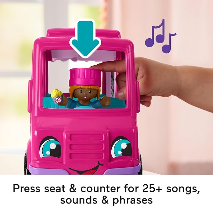 Fisher-Price Little People Barbie Toddler Toy Cupcake Truck Musical Playset with 9 Pieces for Pretend Play Kids Ages 18+ Months (Amazon Exclusive)