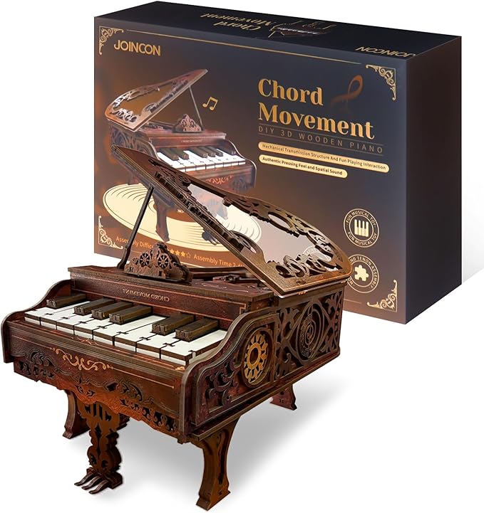 3D Wooden Puzzles for Adults, 236pcs Playable Piano Model Kit 1:20 Scale Building Puzzles Wooden Music Box, Mechanical 3D Puzzles Musical Instrument, Creative Finger Piano Desk Decor Unique Gift