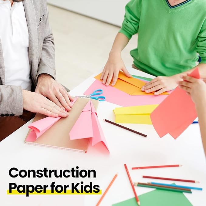Yahenda 500 Pieces Construction Paper Lightweight 12'' x 18'' Colored Card Stock Bulk Craft Printer Paper for Drawing Art DIY Craft Scrapbook Party(Assorted Color)