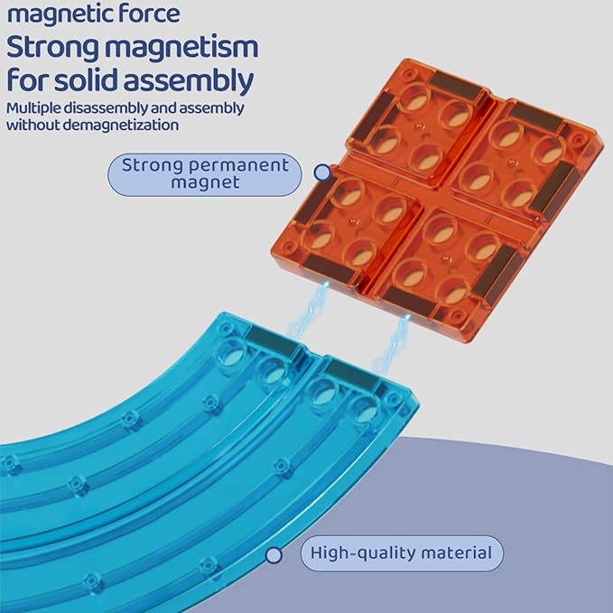 UNIQUE KIDS Race Car Track Building Block Educational Toy Set | Magnetic Tiles Magnet Playset | STEM Learning Construction Kit | Hand-Eye Coordination | Brain Development | 154 PCS