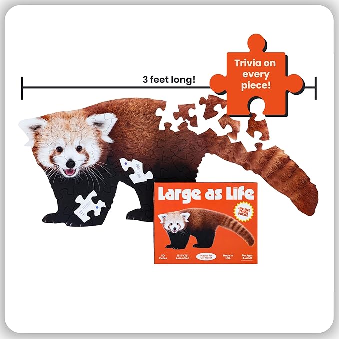 Red Panda Floor Puzzle– 50 pcs Life Size Jigsaw Puzzles for Adults, Teens & Kids, Animal-Themed Montessori Toys & Toddler Puzzles, Educational Activities for Children Ages 3+, 24x36