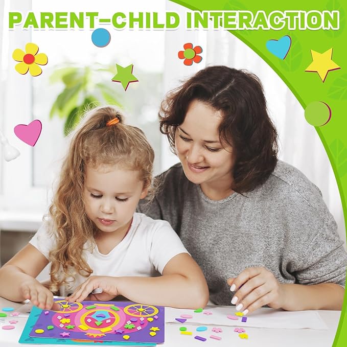 Foam Stickers Art Craft Activity for Kids, No Mess Fun 3D Foam Sticker,DIY Felt Craft Kits, Creative Educational Learning Toy,Travel Game Gifts for Boys & Girls Ages 3 4 5 6 7 8 (Animal)