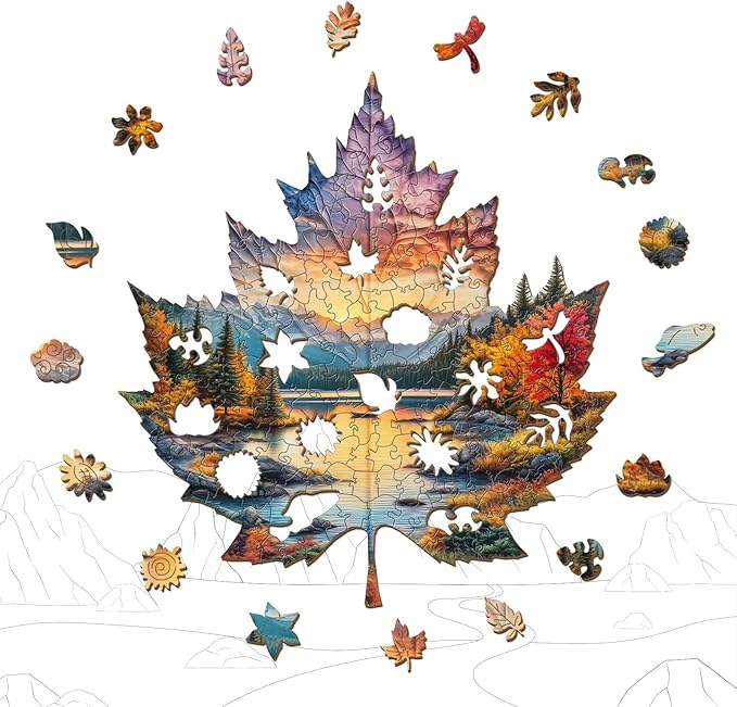 Wooden Puzzles for Adults - Sunset Maple Wood Puzzles Adult - Unique Animal Shape Wooden Jigsaw Puzzles for Adults - Birthday Gifts for Puzzle Lovers, Family (11.4 * 10.6in)