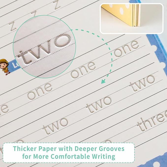 Full Set Handwriting Practice Kit, Reusable Copybooks for Kids, Children's Writing Practice Books, Grooved Handwriting Workbooks with Pencil Grips, Writing Aid for Preschool Kindergarten