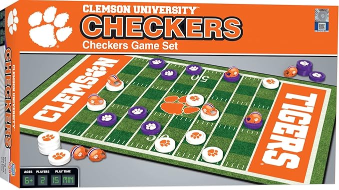 MasterPieces Family Game - NCAA Clemson Tigers Checkers - Officially Licensed Board Game for Kids & Adults