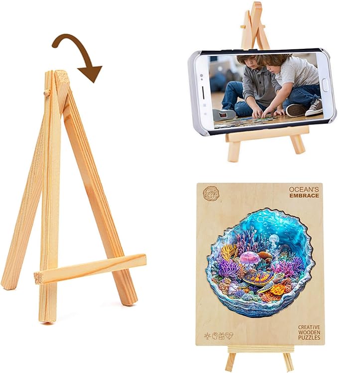 KAAYEE Wooden Puzzles for Adults, 3D Visual Effect Ocean's Embrace Turtle Wooden Jigsaw Puzzle Unique Shape Wood Puzzle Adult, 3D Effect Flat Puzzle Birthday Family Games (S-8.5 * 8.4in-90pcs)