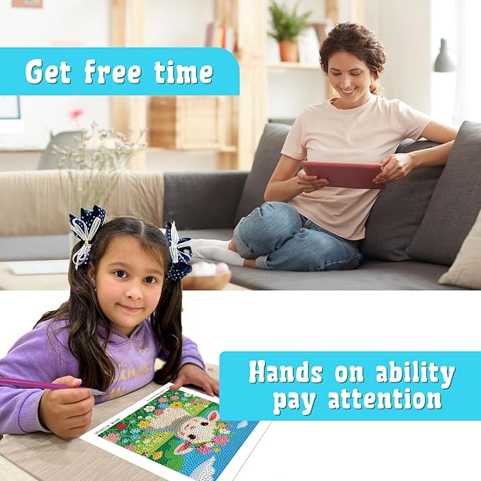 Libfx Diamond Art Kits for Kids 4 PCS Diamond Art for Girls Boys Beginners Arts and Crafts for Kids Ages 8-12 (Dinosaur Cattle Turtle crane-08)